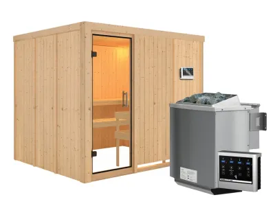 Sauna Systemsauna Gobin Klarglas Ganzglastür + 9 kW Bio-Kombiofen mit ext. Strg Produktbild #4