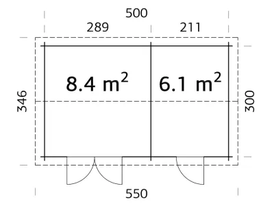 Gerätehaus Blockbohlenhaus Jari 14,5 m² 28 mm braun tauchimprägniert Produktbild #3