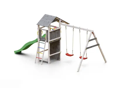 Spielturm Smart 5 grau/weiß inkl. Rutsche grün Produktbild #4