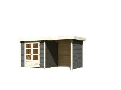Gartenhaus Askola 3 19 mm terragrau inkl. 2,4 m Anbaudach + Seiten- und Rückwand Produktbild #7