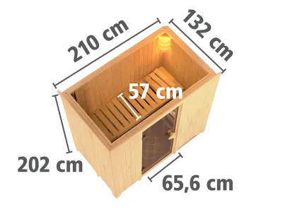Sauna Systemsauna Variado mit Dachkranz, Klarglas Ganzglastür Produktbild #4