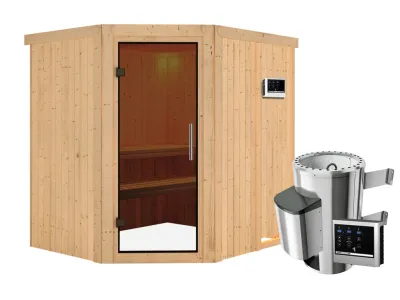 Sauna Systemsauna Lilja graphit Ganzglastür + Plug & Play Saunaofen mit externer Steuerung Produktbild #5