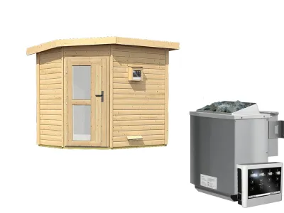 Saunahaus Mikka mit Milchglastür, inkl. 9 kW Bio-Kombiofen mit externer Steuerung Produktbild #4