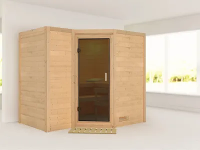 Massivholzsauna Sahib 2 graphit Ganzglastür Produktbild #1