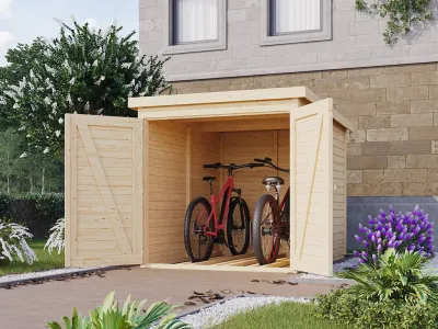 Bikebox Fahrradgarage 3 19 mm naturbelassen Produktbild #1