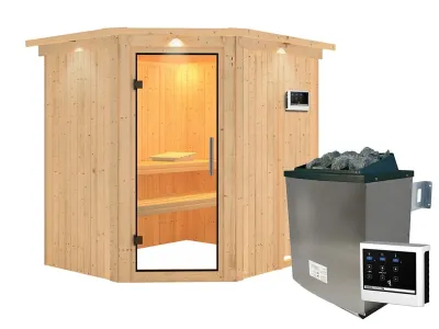 Sauna Systemsauna Siirin mit Dachkranz, inkl. 9 kW Ofen mit externer Steuerung Produktbild #6