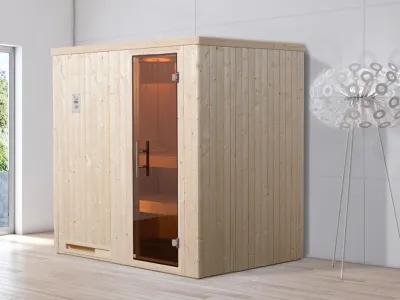 Sauna Elementsauna Halmstad 1 GT graphit Ganzglastür Produktbild #1