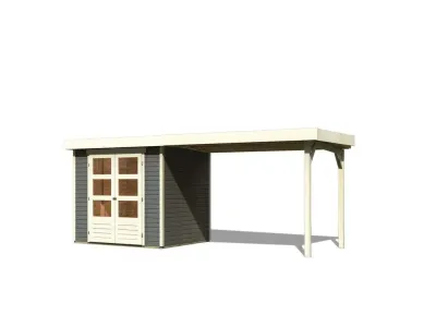Gartenhaus Askola 3 19 mm terragrau inkl. 2,8 m Anbaudach Produktbild #4