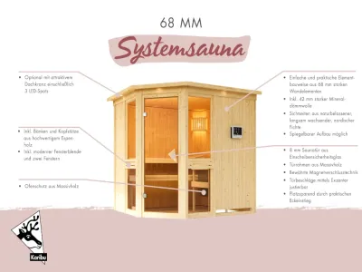 Sauna Amelia 2 naturbelassen mit bronzierter Ganzglastür Produktbild #9