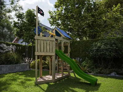 Spielturm Pirat Captain Snappy KDI inkl. Rutsche grün Produktbild #2