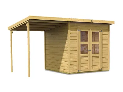Gerätehaus Merseburg 4 14 mm naturbelassen inkl. 140 cm Anbau Produktbild #4