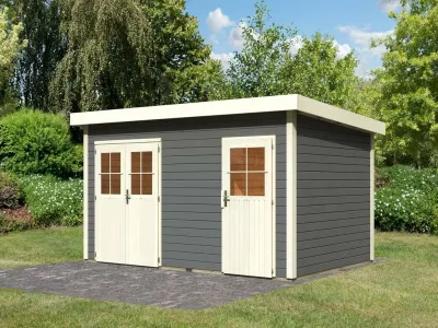 Gartenhaus Mittelwandhaus Mattrup 28 mm terragrau Produktbild #1