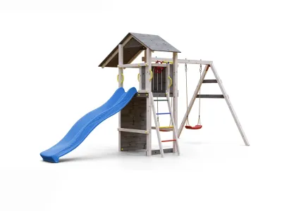 Spielturm Smart 5 grau/weiß inkl. Rutsche blau Produktbild #5