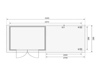 Gartenhaus SET Kerko 3 19 mm terragrau, inkl. 2,8 m Anbaudach + Rückwand Produktbild #7