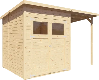 Gartenhaus Marksburg 2 mit Anbau 14 mm natur Produktbild #2