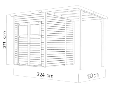 Gartenhaus Marksburg 2 mit Anbau 14 mm natur Produktbild #11