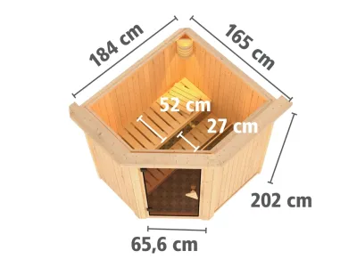 Systemsauna Taurin mit Dachkranz, graphit Ganzglastür Produktbild #8