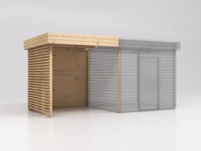Gartenhaus Livo 1 28 mm naturbelassen mit 264 cm Anbau Produktbild #4