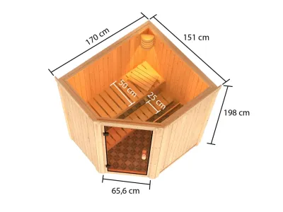 Elementsauna 68 mm Celine 0 SPARSET inkl. 4,5 kW Saunaofen und int. Steuerung Produktbild #8
