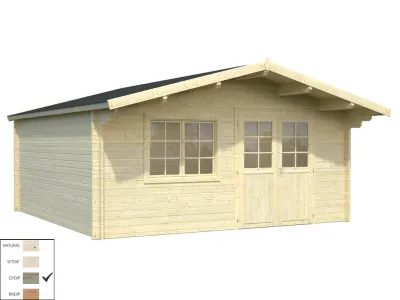 Gartenhaus Blockbohlenhaus Britta 22,3 m² 40 mm grau tauchimprägniert Produktbild #2