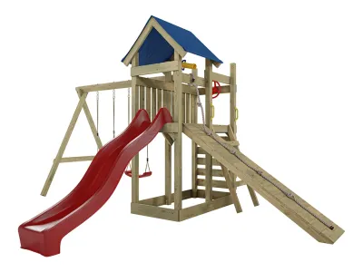 Spielturm Hefty KDI inkl. Doppelschaukel inkl. Rutsche rot + Sitze rot Produktbild #5