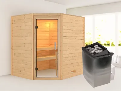 Sauna Massivholzsauna Mia, inkl. 9 kW Ofen mit integrierter Steuerung Produktbild #1