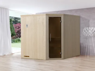 Sauna Elementsauna Varberg 3 GT graphit Ganzglastür Produktbild #1