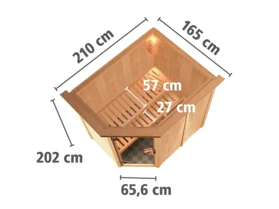 Systemsauna Carin mit Dachkranz, bronzierte Ganzglastür Produktbild #4