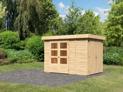Gartenhaus SET Retola 3 19 mm naturbelassen, inkl. Anbauschrank Produktbild #1