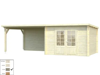 Gartenhaus Blockbohlenhaus Ella 8,7+10,0 m² 28 mm grau tauchimprägniert Produktbild #6