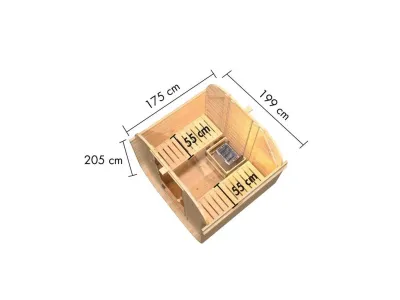 Fasssauna Quadro 1 38 mm naturbelassen mit bronzierter Ganzglastür Produktbild #8