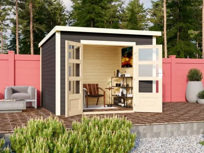 Gartenhaus Wacken 6 28 mm terragrau Produktbild #1