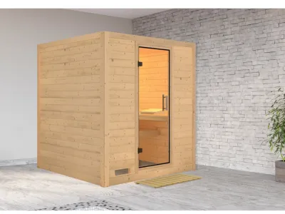 Massivholzsauna Premiumsauna 38 mm Eva SPARSET inkl. 9 kW Bio-Kombiofen und ext. Steuerung Produktbild #10