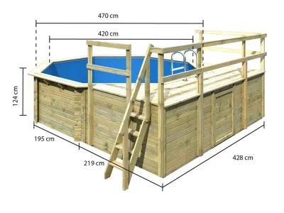 Pool Holzpool Modell 2 Variante D kdi mit 3-teiliger Sonnenterrasse Produktbild #2