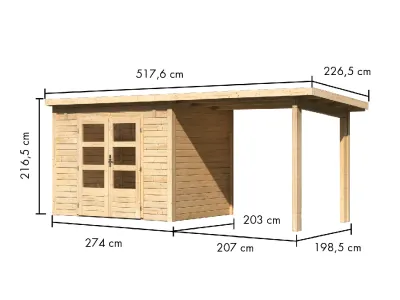 Gartenhaus Wacken 5 28 mm naturbelassen inkl. 2,4 m Anbau Produktbild #5