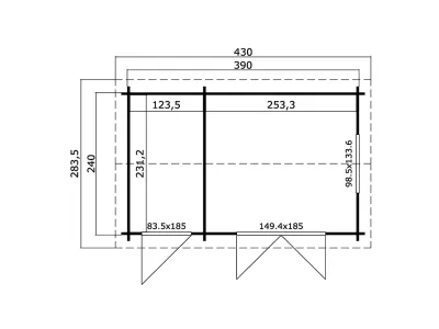 Gartenhaus Blockbohlenhaus Wrexham 1 44 mm lichtgrau Produktbild #3