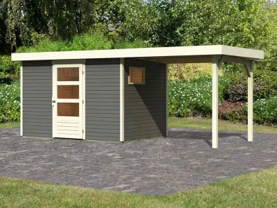 Gartenhaus Bielefeld 2 19 mm terragrau inkl. 240 cm Anbau Produktbild #9