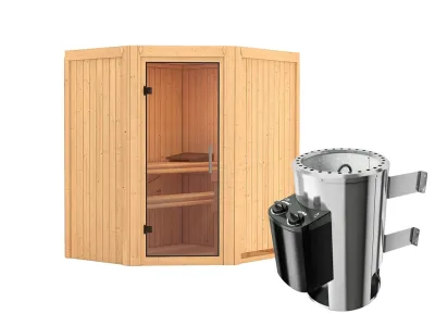 Sauna Systemsauna Tonja Klarglas Ganzglastür + Plug & Play Saunaofen mit Steuerung Produktbild #5