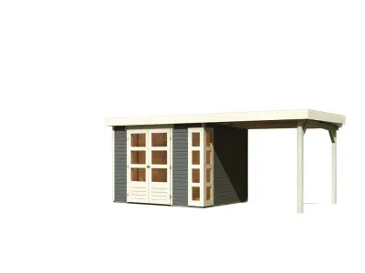 Gartenhaus SET Kerko 5 19 mm terragrau, inkl. 2,8 m Anbaudach Produktbild #2