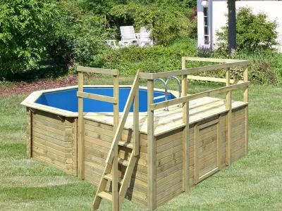 Pool Holzpool Modell 1 Variante D kdi mit 3-teiliger Sonnenterrasse Produktbild #1