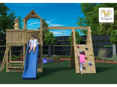 Spielturm Fluppi KDI inkl. Einzelschaukel + Rutsche Produktbild #1