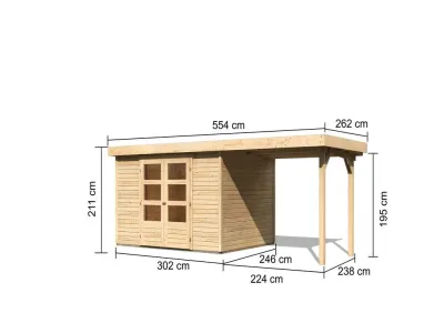 Gartenhaus SET Askola 5 19 mm naturbelassen inkl. 2,4 m Anbaudach Produktbild #2