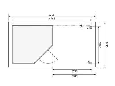 Gartenhaus Schwandorf 5 19 mm terragrau inkl. 2,8 m Anbaudach + Seiten- und Rückwand Produktbild #2