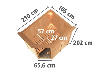 Sauna Systemsauna Saja mit Dachkranz, Energiespartür Produktbild #6
