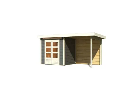 Gartenhaus SET Kandern 2 28 mm terragrau, inkl. 2,6 m Anbaudach + Rückwand Produktbild #5