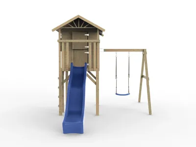 Stelzenhaus Tree Hut KDI inkl. Einzelschaukel und Rutsche blau Produktbild #3