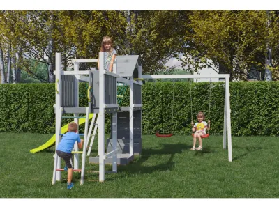 Spielturm Smart 4 Bridge grau/weiß inkl. Rutsche gelb Produktbild #3