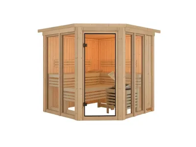 Sauna Airi naturbelassen mit bronzierter Ganzglastür Produktbild #11