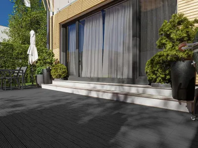 WPC-Terrassenfliese Dunkelgrau geriffelt Produktbild #6