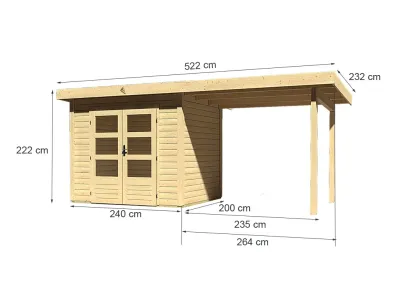 Gartenhaus Kolding 1 28 mm naturbelassen inkl. Anbaudach 2,4 m Produktbild #5